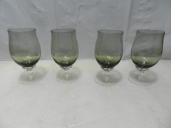 4 Sasaki Smoke Black/Gray Coronation Stim 4 3/4″ Tall Wine Glasses B32K