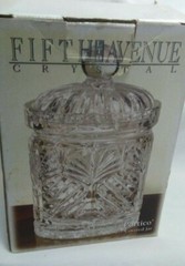 FIFTH AVENUE CRYSTAL L.T.D. PORTICO GLASS  CANDY BISQUIT TOBACCO JAR  with LID 
