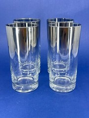 4 Vintage Dorothy Thorpe Silver Fade Octagon Collins Highball Glasses MCM 1960s