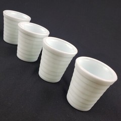 4- Akro Agate White Marblized Swirl Milk Glass Tierd Stacked Ring Child Tumbler