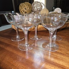 Set of 5- Ribbed Iridescent Water/Wine Glasses- Smooth Stem They Glow