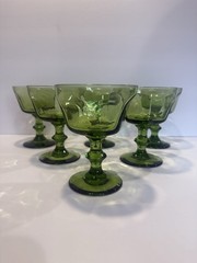 VTG LENOX JADE GREEN SHERBERT OR CHAMPAGNE FOOTED GLASSES, 5 INCHES TALL