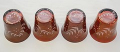 Set of 4 Bohemian Red Hand Blown Flared Tumblers Cut to Clear