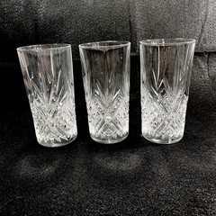 3 Vintage Masquerade Tumblers Highboll Durand D’ARQUES Clear Heavy Led Crystal