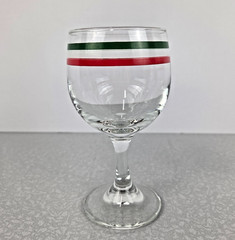 Libbey Goblet Wine Glass Mexican Flag Colors 8 oz Set of 3 Glasses Striped