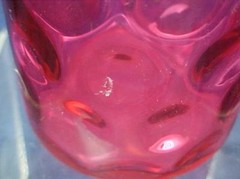 Cranberry Glass Tumbler Cup Inverted Dot Thumbprint