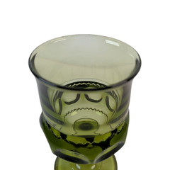 Vintage Indiana Glass Kings Crown Thumbprint Goblet Glasses Avocado Green Color