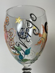 Vintage Smithereens Wine Glass Virgo Hand Painted Zodiac 8 1/8”