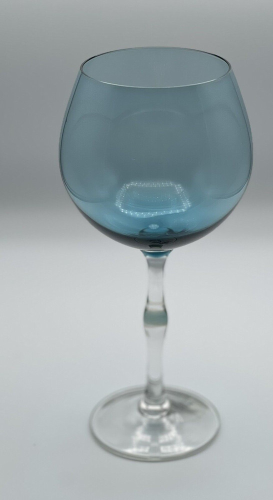 Pier 1 Double Dip Blue Balloon Wine Glass, Hand Blown 9 1/2″ tall, 21 Oz, NWOB