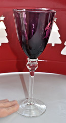 Vintage AMETHYST OPTIC SWIRL 9″ Wine Glass 7 Ounce Clear Ball Stem