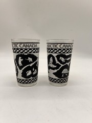 Vintage Dominion Glass Arctic Canada Highball Glasses Inuit Polar Bear Set of 2