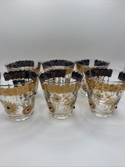 Culver Jeweled Glass Charm Bracelet Cocktail Tumblers Set Of 6