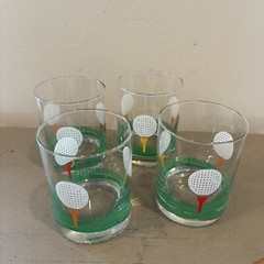 Four VTG Libbey Golf Ball Tee MCM On The Rocks Glasses