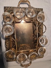 RARE Design Vintage 22K Gold Trimmed Cordial/Bar/Punch Cup Mid Cent. Set/10