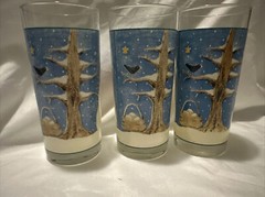 Onieda Debbie Mumm Snowman Tall Beverage Glasses Set of 3