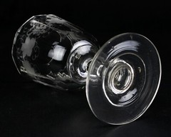 Flint Huber Cut & Grape Engraved Goblet, Antique 1850s 6 1/4″ Boston Sandwich