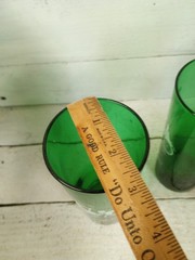 Vtg Forest Green Tumblers Set 2 MCM Anchor Hocking 14oz The Hansom / Gas Buggy