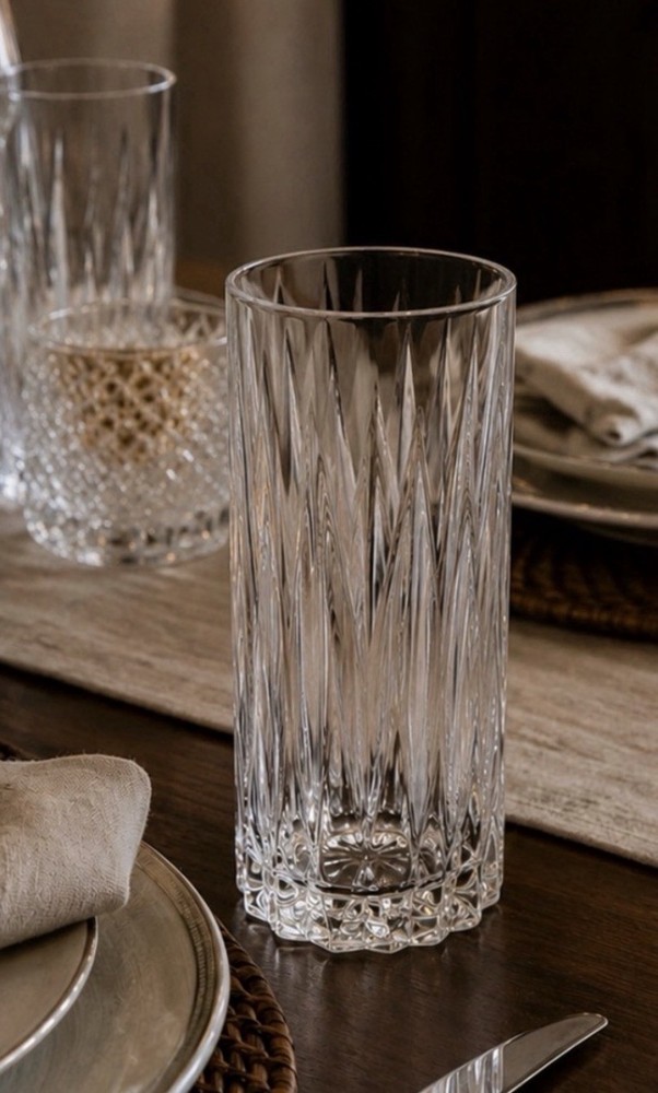 Cristal d’Arques Classic Highball Glass Set 4 Clear Cut Glass 12 3/4 oz