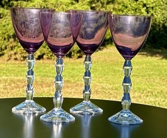 Carat Amethyst by LENOX-(2) 9”Water Goblets & (2) 8 5/8” Wine Glasses