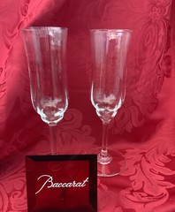 FLAWLESS Stunning BACCARAT France Pair CAPRI OPTIC Crystal CHAMPAGNE FLUTES WINE