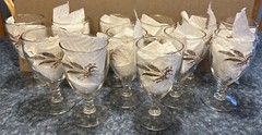 Vtg. 12 Homer Laughlin Lifetime PRAIRIE GOLD 8oz Goblets MCM Gold Wheat.