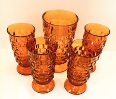 Lot 5 Colony Whitehall Amber 6″ Flare Ice Tea Tumbler & 4 Parfaits 540