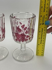 Set of 2 Westmoreland Ruby Glass Paneled Grape 6” Stemware Glass.