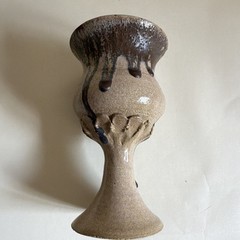 Vintage Brubeck Studio Art Pottery Goblets Chalices Set of 2 Signed Wedding MCM