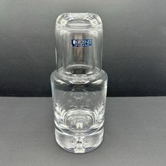 Krosno Poland Bedside Carafe 2pc Tumble Up Clear Glass Bubble Base