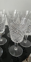 Waterford Alana Water Wine Goblet Glasses Set of 7 legant Vintage Crystal Signed