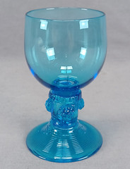 Mid 19th Century British Hand Blown Blue Threaded Glass Roemer Circa 1840s C