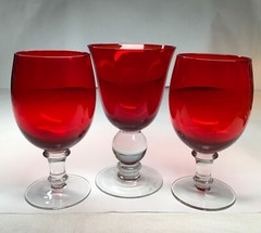 Lenox Holiday Gems Ruby Red Glass Goblets Lot Of 3 Mis-Matched Vintage Goblets.