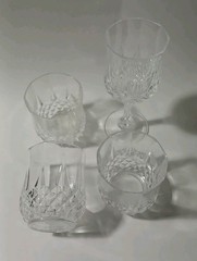 Cristal d’Arques Longchamp, 4 Old Fashion, 1 Goblet Wine Glasses (READ DESC.)