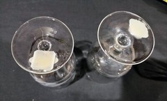 2 SALZBURGER CRISTALLGLAS Deer Stag Rabbit Etched Crystal Wine Glass Austria
