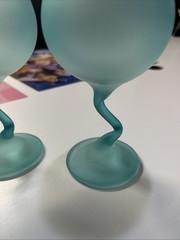 Set of 6 Vintage Libbey Z Stem Glasses Frosted Satin Pastel Wine Drinkware Party