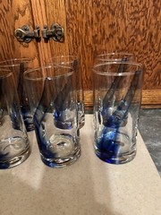 Set of 8 Libbey Blue Ribbon Swirl Impressions Tumbler Glasses 6″