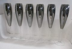 Set of 6 Silvertone Chamagne Glasses Flutes