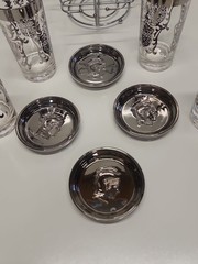 Kimiko Silvercrest Knight Coat Of Arms Tumbler Set Glasses Coasters And Rack MCM