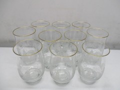 10 Libbey Vintage Arby’s Frosted Winter Scene Tumblers Gold Rim 5 1/4″ Tall