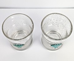 Handcrafted Bubble Glass Drinking Tumbler Embedded Shell Charms [Set of 2] 12 oz