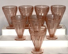 8 Jeannette ADAM PINK 4 1/2″ WATER TUMBLERS