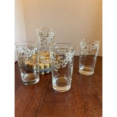 Vintage Libbey Daisy Drinking Glasses Set of 4 Gold Rim Floral Cottagecore 5.5″