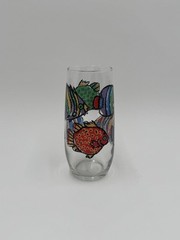 Colorful Tropical Fish Drinking Glass – Vintage Ocean Theme Barware Aquarium Art