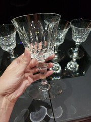 set (4) Water Goblet Glasses 6-3/8″ Signed Baccarat «Piccadilly» cut crystal