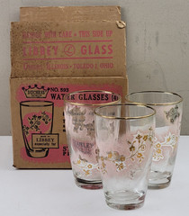 Set of 3 Vintage Libbey Duchess Design MCM Pink Design 4.5″ Water Glasses