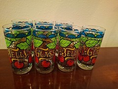 7 Rare Jelly Glasses 8 oz Brightly Colored Tumbles