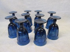 Set 10 Noritake Provincial Dark Blue Cobalt 6.25″ tall Goblets Glasses Vintage