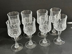 Elegant Vintage Longchamp Cristal D’ Argues Crystal Wine Glasses Set X 8