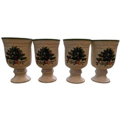 Mikasa Festive Season Holiday Goblet Set of 4 Holly Berry Vintage