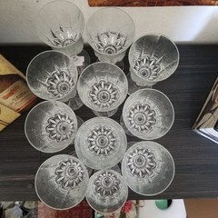 3 Item Lot Wine Glasses American Heritage by St. George 7” Cut Crystal
